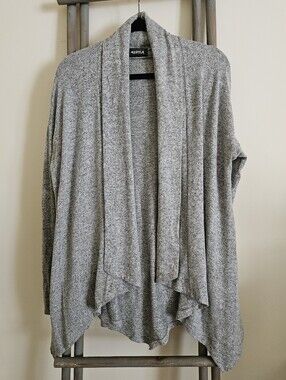4SI3NNA Heather Gray Draped Open-Front Cardigan